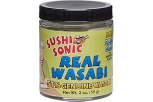 Sushi Sonic 51% Real Wasabi Powder, for Sushi, Sashimi, Snack Topping, No Dyes or Fillers, 2 oz jar