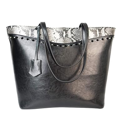 Miyaco Designer Handbags Snakeskin bags for women Retro Vintage Tote Shoulder Purse leather Top Handle Satchel With Zipper