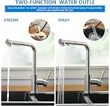 Tohlar Kitchen Tap Mixer with Pull Out Spray Brushed Nickel 360° Swivel view 2