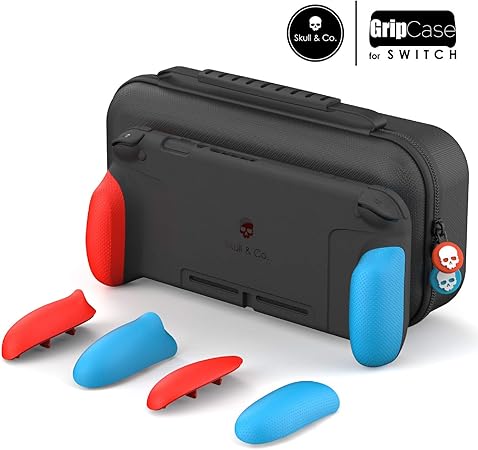 Amazon Com Skull Co Gripcase Set A Dockable Protective Case With Replaceable Grips To Fit All Hands Sizes For Nintendo Switch Neon Red Blue Computers Accessories
