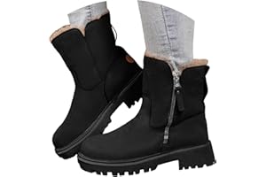 Bottes d'hiver pour femme chaudes, doublées, décontractées, tendance, fermeture éclair latérale, bottines mi-mollet imperméab