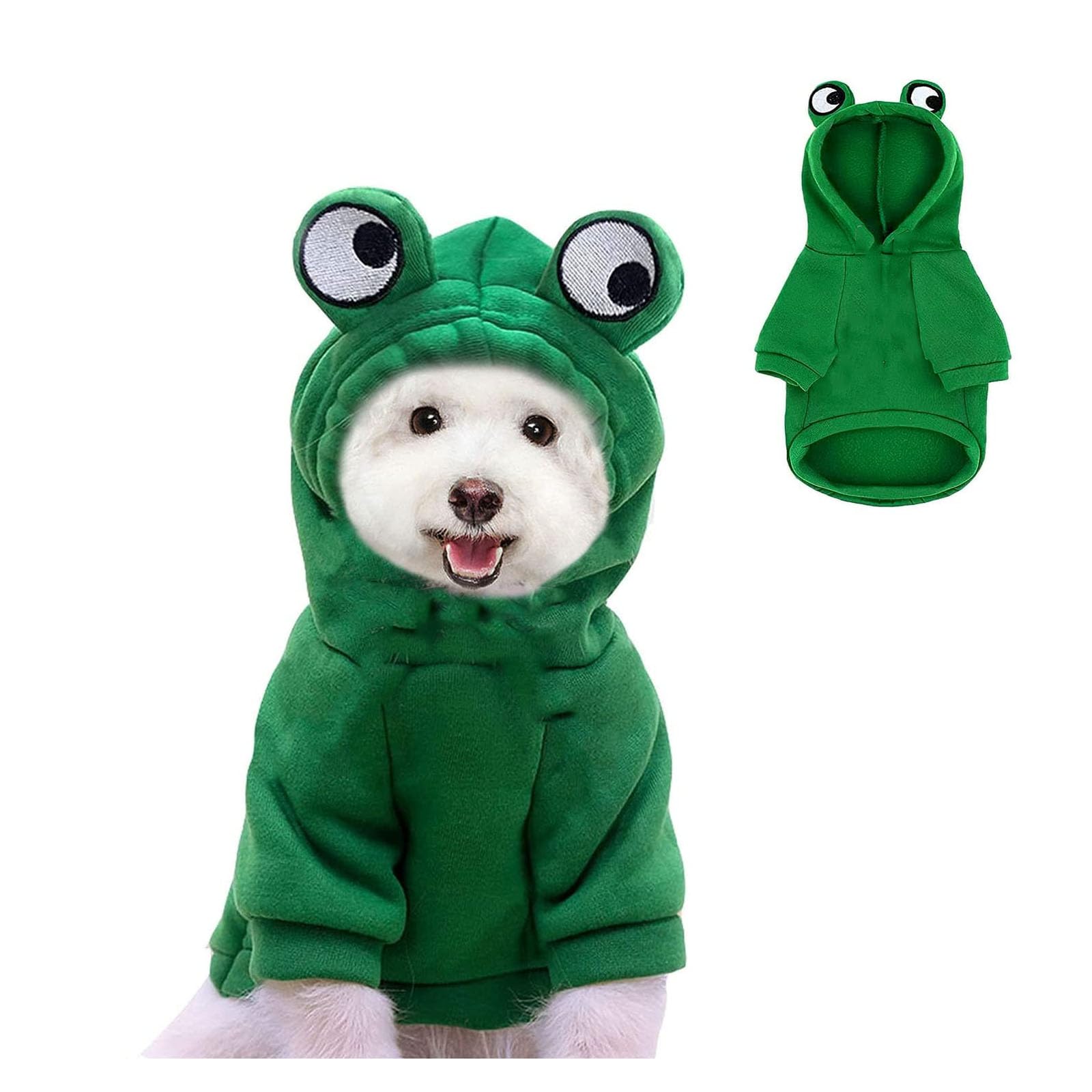 HDKUW Dogs Hoodie, Sweatshirt Fruit Warm Coat Sweater, Cold Weather Costume for Puppy Small Medium Dog (L, Green Frog)