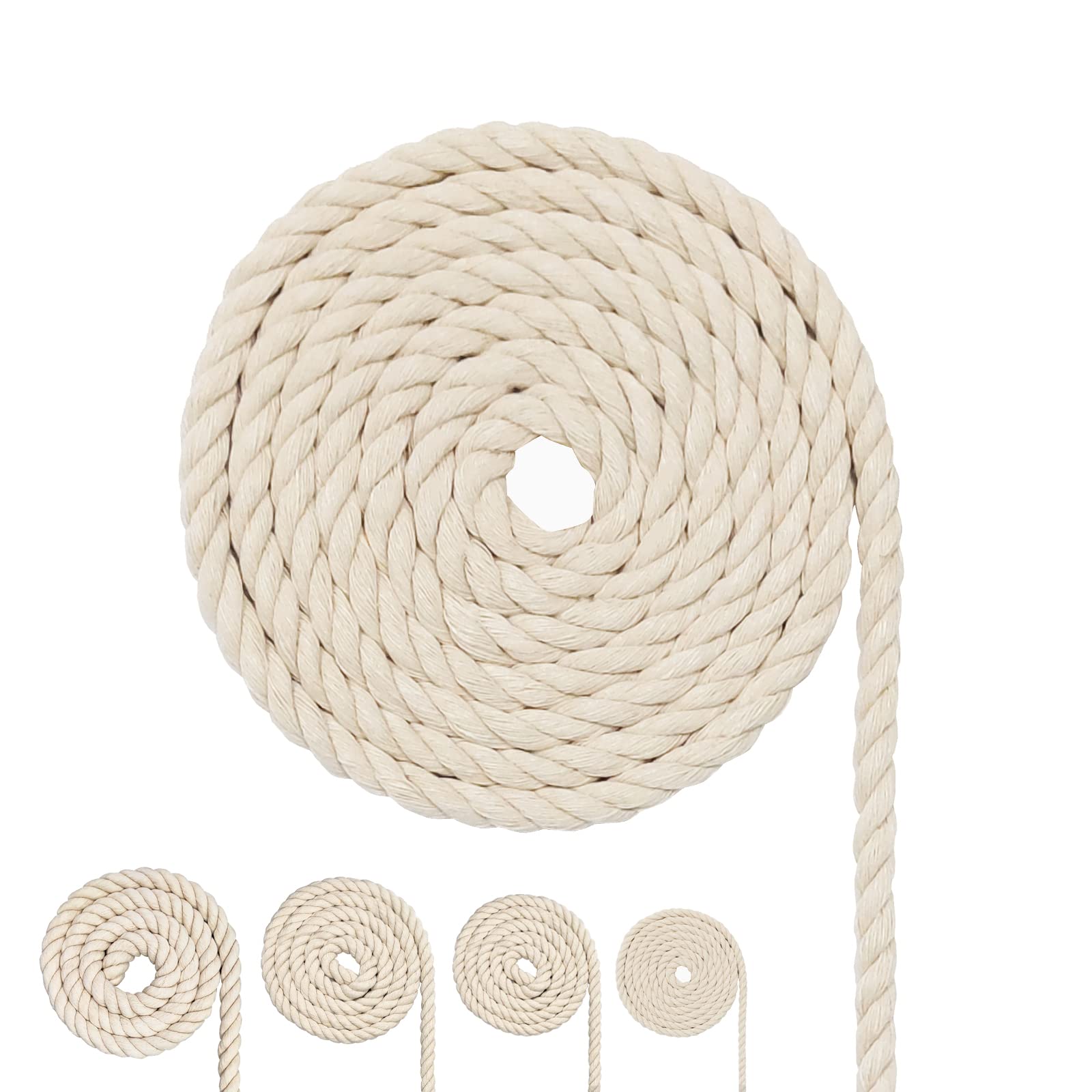 Cotton Cord, Macrame Yarn Rope, Many Sizes, Cotton Rope for DIY Crafts, Gifts (6 mm (5 M))