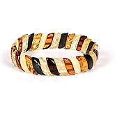 AMBERAGE Baltic Amber Stretch Bracelet for Women - Genuine Handmade Jewelry with Polished Multi-Colored Amber Beads - Elegant Elastic Bracelet Gift from Lithuania with Certificate of Authenticity
