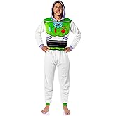 Disney Toy Story Adult Buzz Lightyear Hooded One Piece Costume Fleece Pajama Union Suit For Men and Women