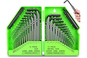 SWANLAKE GARDEN TOOLS 32-Piece Premium Hex Key Set - Allen Wrench Set, SAE and Metric Allen Keys MM(0.7mm-10mm) SAE(0.028"-3/8) Heat-Treated, Extension Bar, High Leverage, Long & Short Keys, Easy Organization