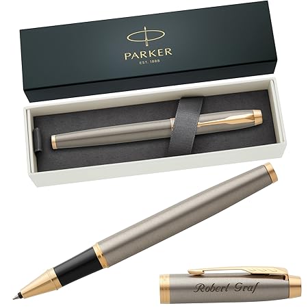 PARKER Tintenroller IM Brushed Metal G.C. 1931663 mit persönlicher Laser-Gravur