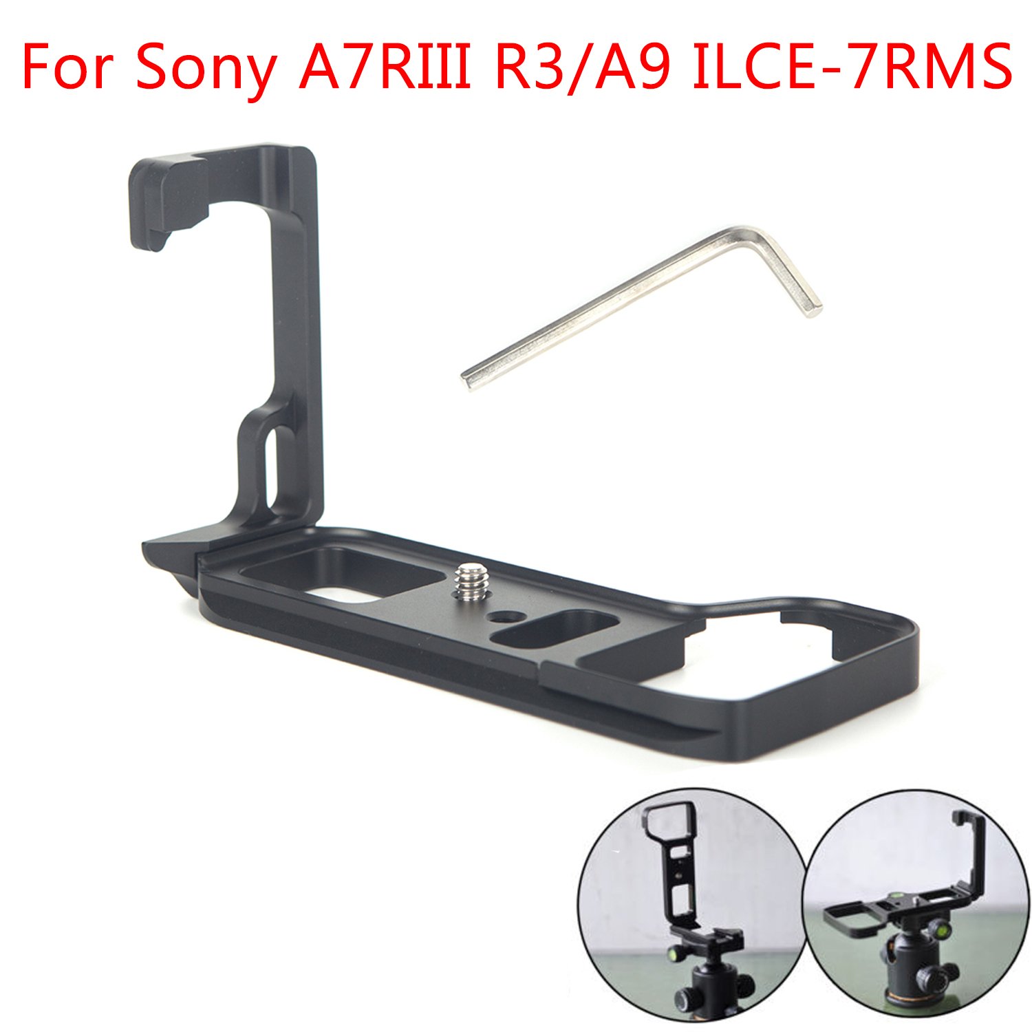 Black Metal Quick Release QR L Plate   Vertival Camera Flash Bracket Grip Hand Grip For Sony A7RIII R3 A9 ILCE-7RM3 RRS by FLORATA