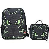 AI ACCESSORY INNOVATIONS How to Train Your Dragon Toothless Backpack and Lunch Box Set, 16 inch School Bag, Black