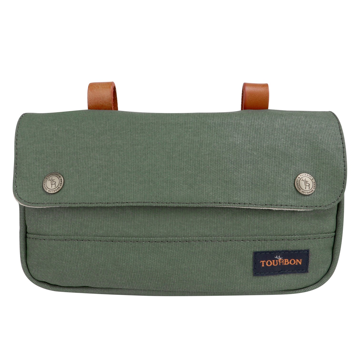 Tourbon Waterproof Canvas Bike Panniers Bicycle Pouch Handlebar Bag - Green