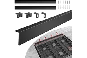 EVEANRO 30" Slide-in Range Rear Filler Kit W10113901A with 2pcs Silicone Stove Gap Covers, Cooktop Trim Kit Between Stove and Backsplash for Whirlpool & Most Brand, 316 Stainless Steel (Black)