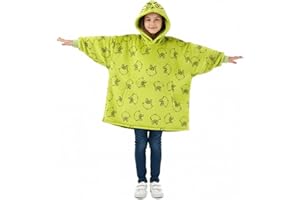 Dr. Seuss Grinch Christmas Girls Oversized Hoodie Sherpa Fleece Lined Wearable Blanket with Hood for Big Kids One Size (Fits Sizes 4 to 10)