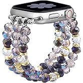 Newlibery Bracelet Beaded Bands for Women Compatible with Apple Watch 38mm 40mm 41mm 42mm(S11/10) Fashion Handmade Boho Elastic Stretch Crystal Strap for iWatch Series 11/10/9/8/7/6/5/4/3/2/1/SE