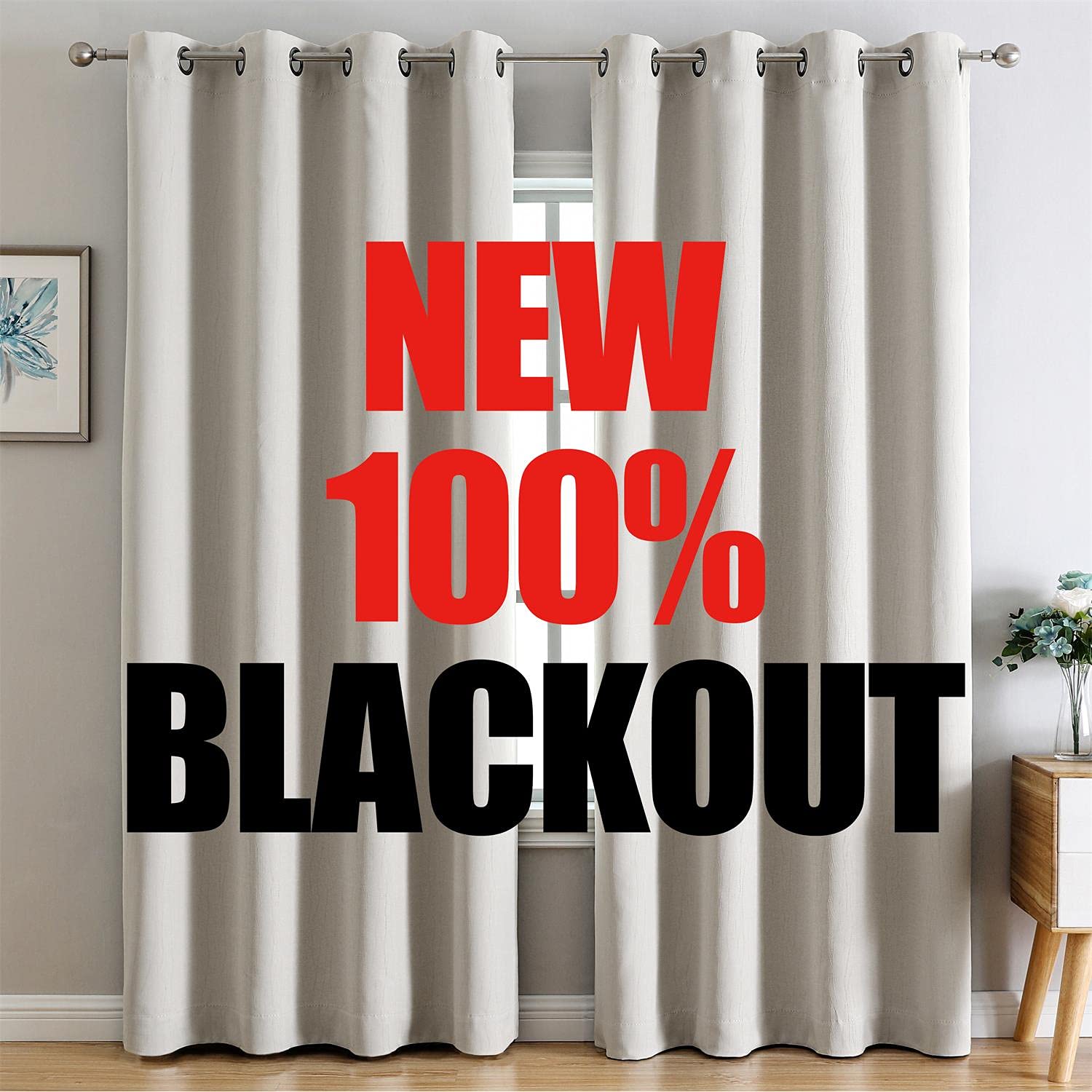 Photo 1 of G2000 100% Blackout Curtains for Bedroom Living Room Curtains 95 Inches Long Beige Curtains Room Darkening Window Grommet Curtains Thermal Lined Insulated Light Blocking Noise Reducing 2 Panels Set