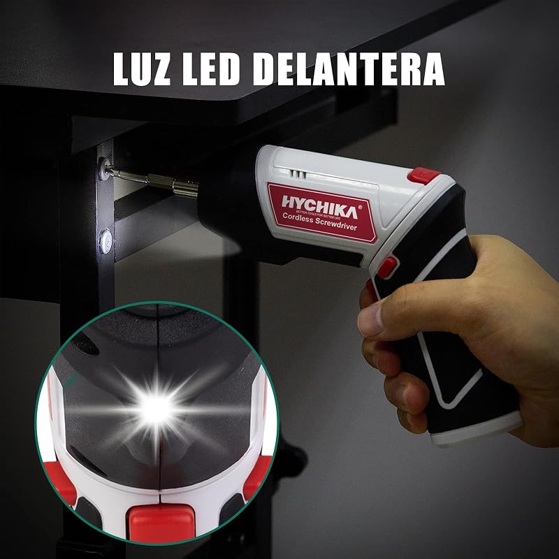 HYCHIKA Avvitatore a Batteria, Avvitatore Elettrico 6 Nm Cacciavite Elettrico 3.6 V 2.0 Ah, Luce LED, Cavo di Ricarica USB, Adatto per Riparazioni Domestiche DIY