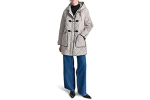 DKNY Womens Hooded Toggle Quilted CoatDown Alternative Coat