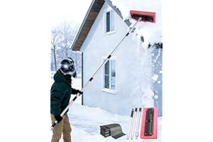 Adjustable Telescoping Snow Roof Rake, Snow Rake for House Roof Telescoping, 15.7in EVA No-Scratch Push Plate 78-157in Stainl