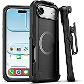 MOTIVE Designed for iPhone 17 Air Case with Belt Clip, Military Grade Drop Protection, Rugged iPhone 17 Air Holster case Belt Clip, MagSafe Wireless Charging Support, Shockproof PC/TPU, 6.5” | Black