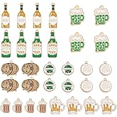 PH PandaHall 32pcs Beer Charms 8 Styles Alloy Enamel Pendants Mini Beer Bottle Cup Charms Oktoberfest Charm Beer Theme Charms for DIY Necklace Earring Bracelets Keychain Dangle Decoration, Golden