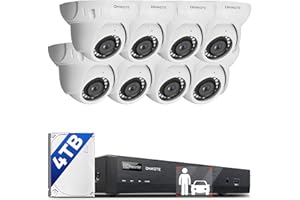ONWOTE PoE Security Camera System 16 Channel, 12MP 4K 16CH Commercial NVR 4TB, 8X 6MP Outdoor 122° IP Cameras Wired, AI Detect Human Vehicle, 24/7 Video Audio Recording CCTV for Home Businesses