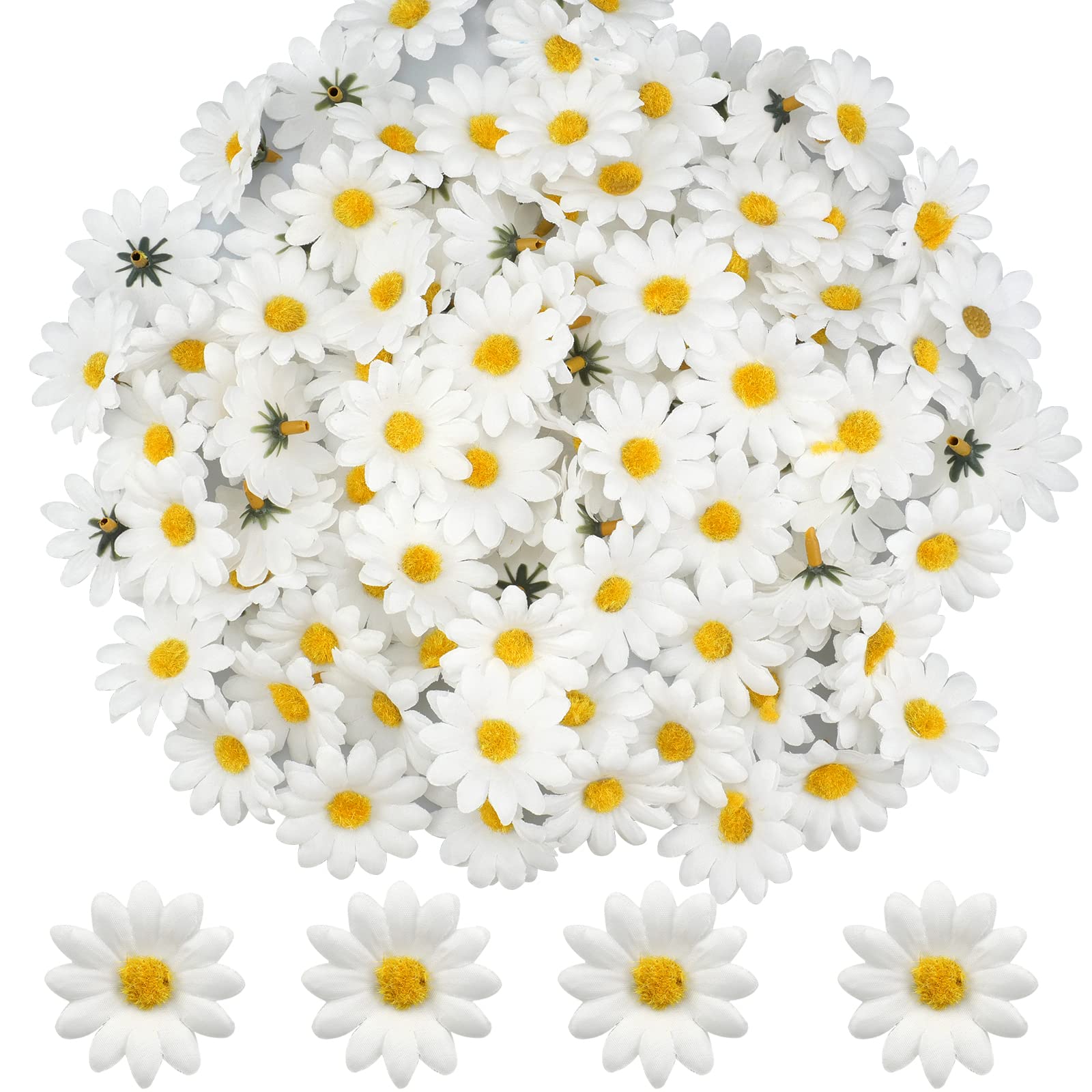 ZoZoMaiy 100Pcs Artificial Gerbera Daisy Silk Flowers Heads 4cm White Fake Gerbera Petals for Party Wedding Table Scattered Confetti Scrapbooking Accessories Invitation Cards Decoration