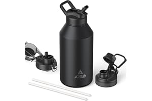 Arslo 64 Oz Mens Water Jug Stainless Steel Insulated Sport Water Bottle With Straw