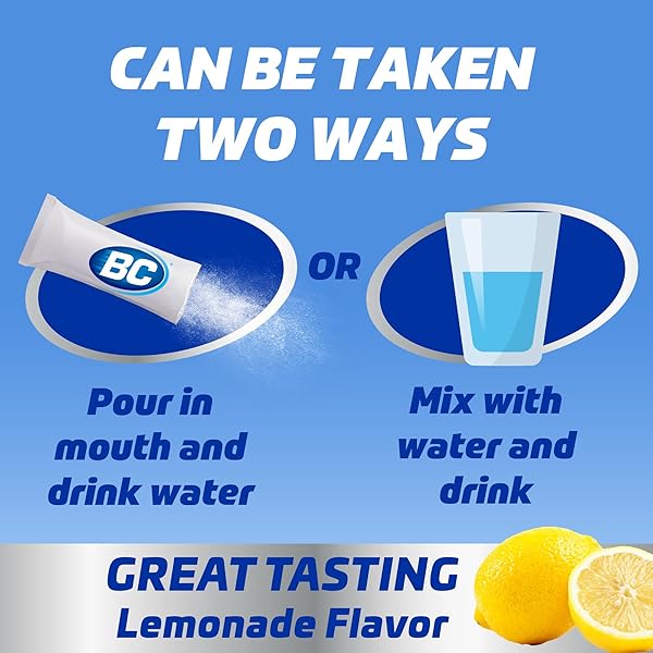 BC MAX STRENGTH FAST PAIN RELIEF POWDER, LEMONADE FLAVOR ASPIRIN 500MG AND ACETAMINOPHEN 500MG DISSOLVE PACKS, 16 COUNT