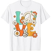 Peace Sign Love T Shirt 60s 70s Tie Dye Hippie Costume T-Shirt