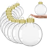 3.15 inch Clear Ornaments, Christmas Balls, Plastic Fillable Ornament Ball, Clear Ornaments for Crafts Fillable - 12 PCS (Gold)
