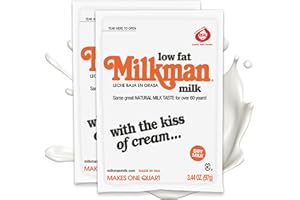 Milkman Low-Fat Milk - Instant Dry Milk Powder Packets - For Coffee, Baking, or Travel - Just Add Water, Makes One Quart - Classic, Natural Taste with the Kiss of Cream! (2 Pack)