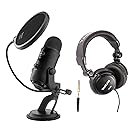 Blue Microphones Yeti USB Microphone with Studio Headphones and Knox Pop Filter