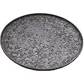 Funerom Round Galvanized Metal Tray Decorative Tray Corrugated Edges (12.6 inch)