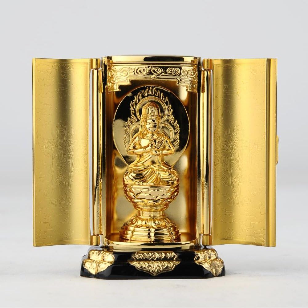 Amazon Co Jp 仏像 大日如来 厨子入り 金メッキ 24金 仏師 渡辺景秋 原型 未 申年生まれ 十二支守り本尊 高岡銅器 だいにちにょらい ホビー