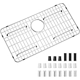 Kitchen Sink Grid and Sink Protectors, Stainless Steel Sink Grids for Bottom of Kitchen Sinks, 26" x 14" with Rear Drain for Single Bowl Sinks