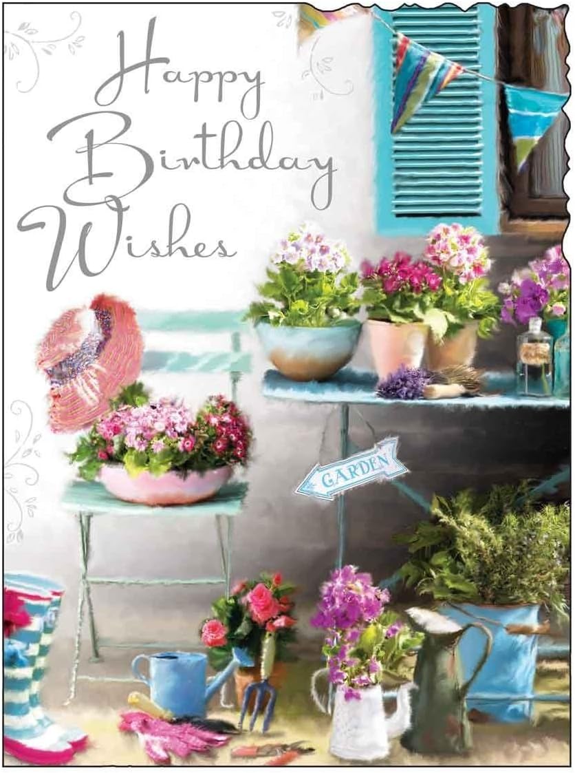 Garden Plants Birthday Card (JJ2181), green