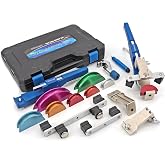 CARVALAX Blue Pipe Tube Bender Set, Reverse Adapters, for 1/4&rdquo; to 7/8&rdquo; O.D | 90&deg; ratcheting tubing bender kit, with 7 multi-color aluminum heads for HVAC, air condition and heating repair