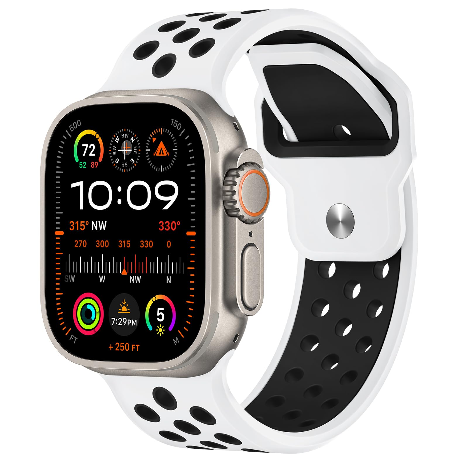 Straplanet Sport Bands Compatible with Apple Watch Ultra 2 Bands for Men, Soft Silicone Strap for Series 10/9/8/7/6/5/4/3/SE 49mm 45mm 46mm 44mm 42mm -Comfortable Breathable iWatch Wristbands