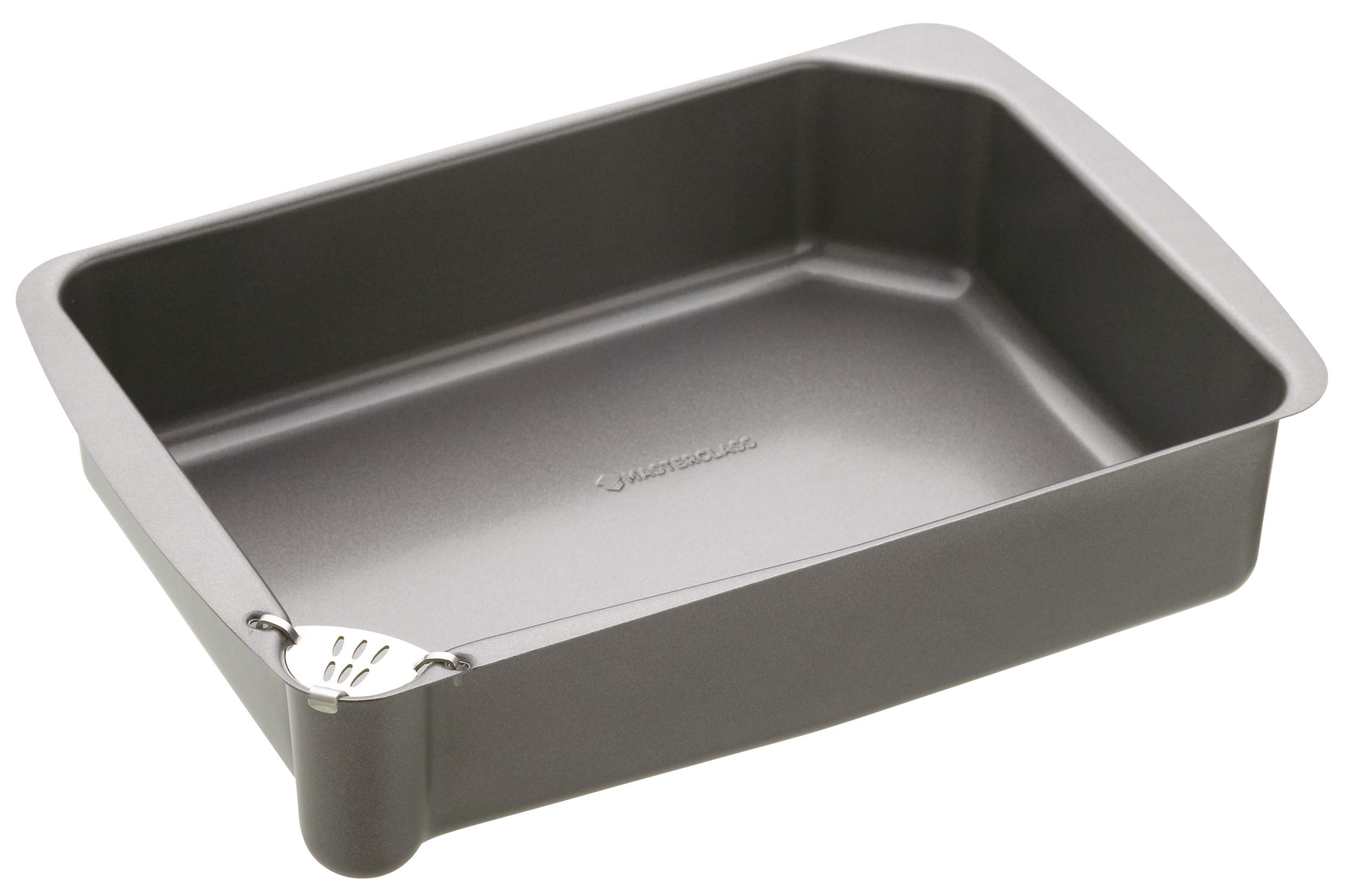 MasterClass Deep Roasting Tin with Pouring Lip and Non Stick PFOA Free Coating, Robust 1mm Carbon Steel, 34 x 23cm Roaster