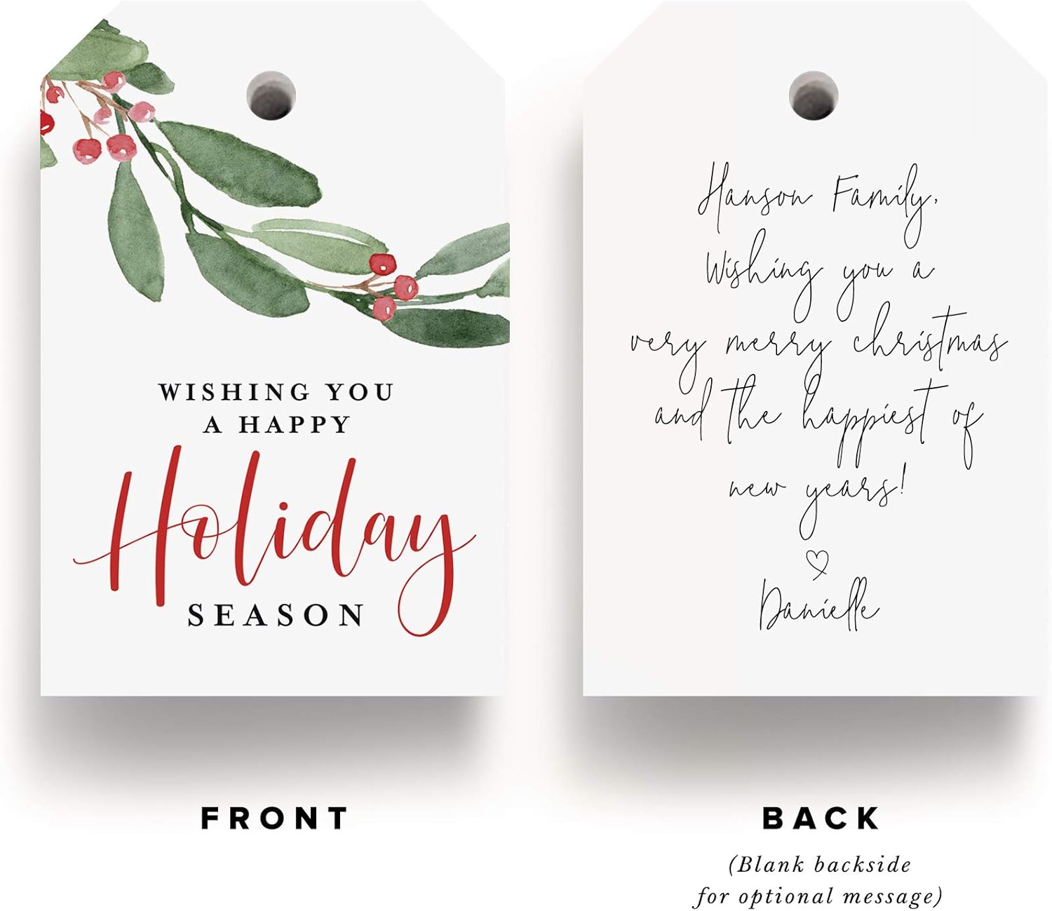 Bliss Collections Holiday Season Gift and Favor Tags, Pack of 50 Holly Greenery Cards for 'Tis The Season Events, Parties and Celebrations - Great for Seasonal Favors : Office Products