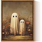 InSimSea Halloween Wall Art Framed, Vintage Double Ghost in Field 8x10 Inch | Vintage Halloween Ghost Painting, Rustic Farmhouse Gothic Decor, Spooky Fall Decor for Living Room Bedroom, 8x10 Inch