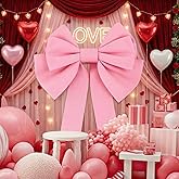 Zeyune Valentines Day DIY Giant Pink Wall Bows Decorations 39 x 47 Inch Hanging Valentine & Galentines Bow Decor for Home, Bedroom, Wedding Birthday Party Pink Large Bows for Door, Window