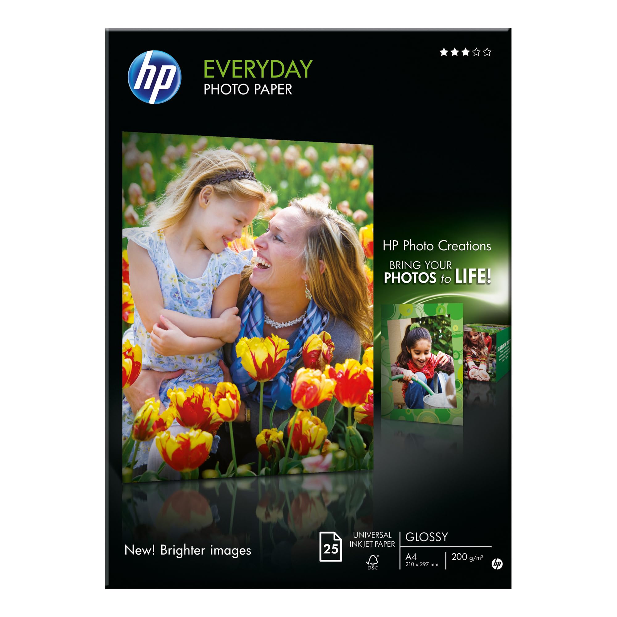 HP Q5451A, Everyday Glossy Photo Paper, 200 gsm, 25 Sheets, White, A4/210 x 297 mm