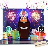Ecloverlife Funny Birthday Cards, Musical Pop-Up Card with Blow Out Candle and Fireworks Play Happy Birthday Song, Greeting Cards for Men, Women, Husband