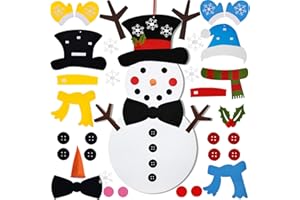 Fayoo DIY Felt Christmas Snowman Games Set with 37 pcs Detachable Ornaments, Xmas Gifts for Kids Christmas Door Wall Hanging Decor Home Decorations, 20 x 39 Inch (Snowman)