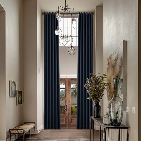 Amazon Com Macochico Extra Long Blackout Loft Curtains Bronze Grommet Room Drakening Drapes Thermal Insulated Curtains For Loft Living Room Bedroom Guest Room Navy 50w X 108l Inch 1 Panel Home Kitchen