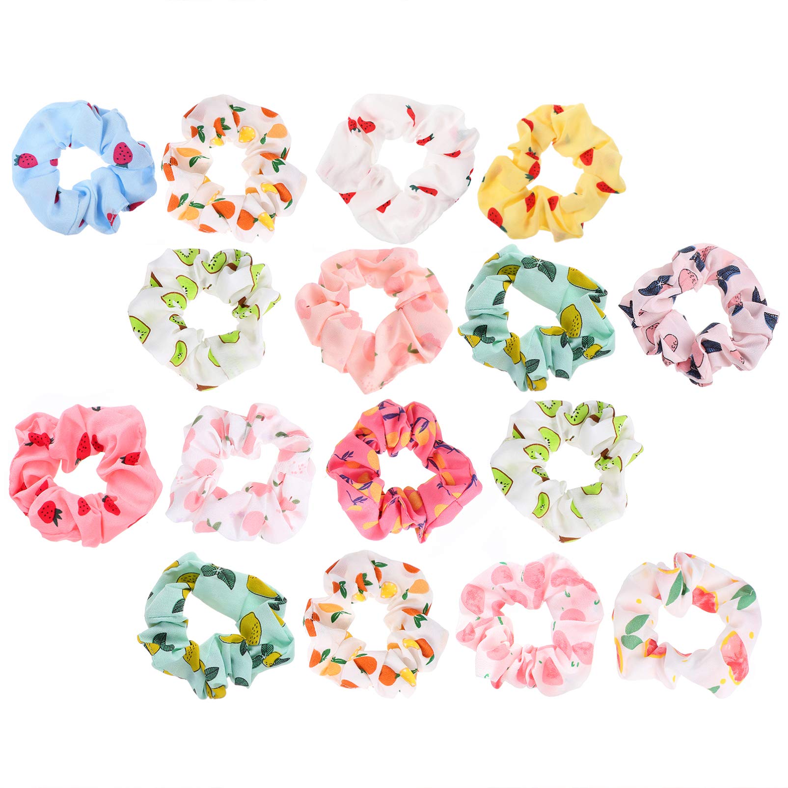 FRCOLOR Hair Scrunchies Fruit Pattern Women Colorful Hair Bands Elastic Hair Bands Hair Ropes Ponytail Holder Hair Accessories For Girl Women 16pcs