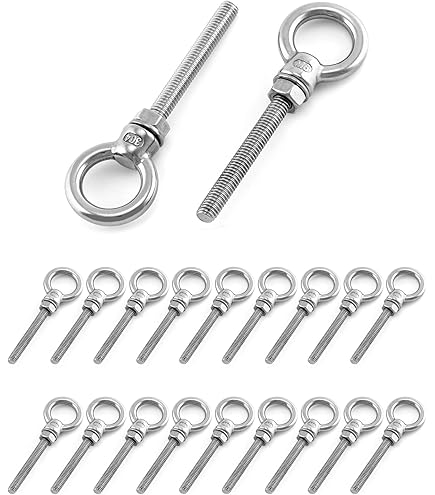 thumbnail image 2 of Eye Bolts With Nuts 3/8-16 X 4 Inch Pack Of 5 Steel Fasteners Heavy 2 of 12