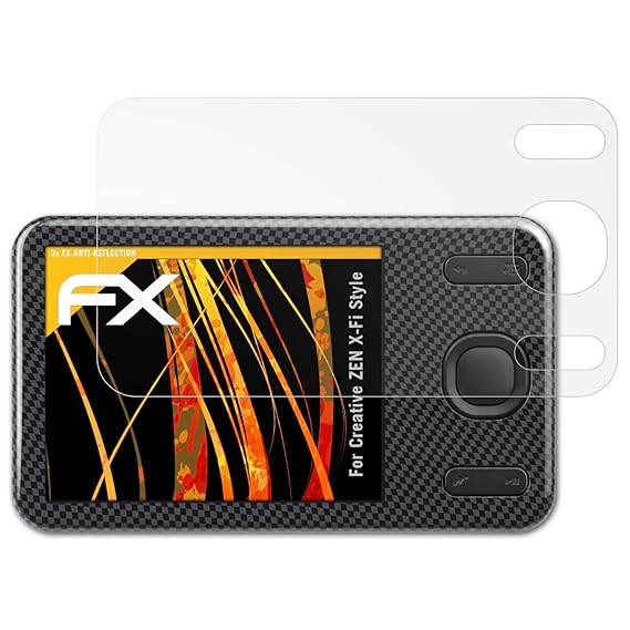 atFoliX Panzerfolie kompatibel mit Creative Zen X-Fi Style Schutzfolie, entspiegelnde und stoßdämpfende FX Folie (3X)