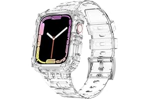 ABELTA Compatible with Clear Apple Watch Band 38mm 40mm 41mm 42mm 44mm 45mm with Protective Case,Shockproof band for iwatch Bands Series 8 7 6 5 4 3 2 1