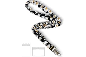 Lanyardio Stretchy Scrunchie Lanyard for ID Badges Keys, Cute Teacher Lanyard for Women with 2 Card Holders 19.6 Inch